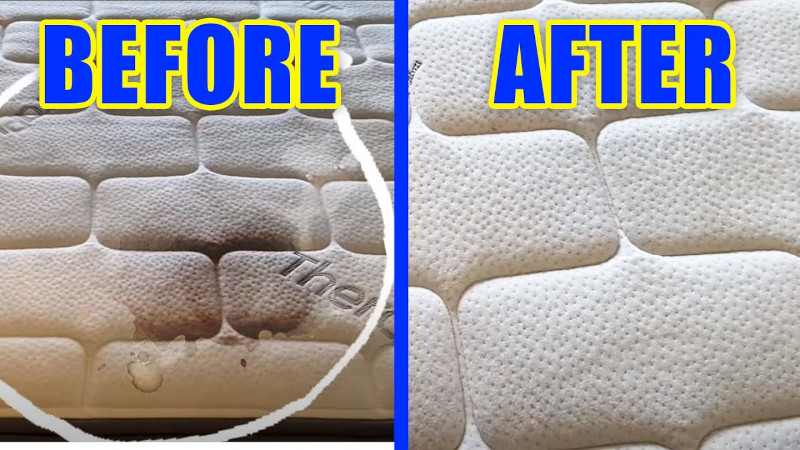 a before and after showing stains removed off a mattress