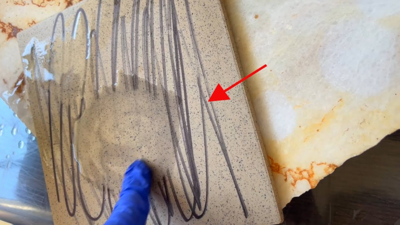 permanent marker stains on a tile