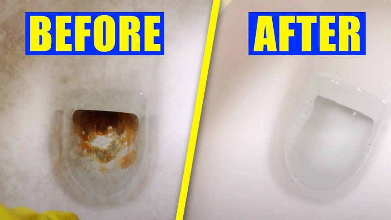 dirty clean before and after of a toilet bowl