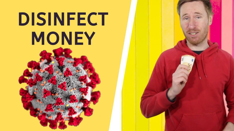 man with 50 euro and red hoodie standing next to virus insert